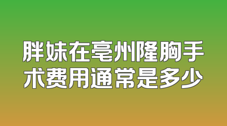 胖妹在亳州隆胸手术费用通常是多少