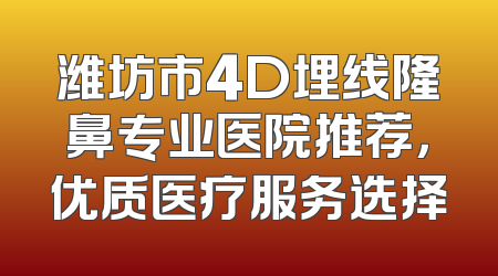 潍坊市4D埋线隆鼻专业医院推荐，优质医疗服务选择