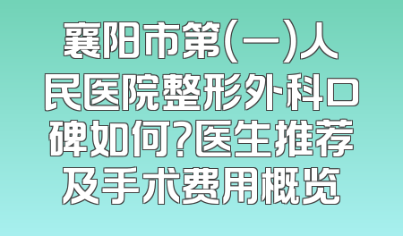 襄阳市第（一）人民医院整形外科口碑如何？医生推荐及手术费用概览