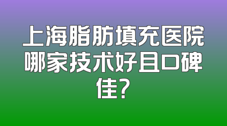 上海脂肪填充医院哪家技术好且口碑佳？