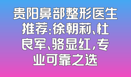 贵阳鼻部整形医生推荐：徐朝莉、杜良军、骆显红，专业可靠之选