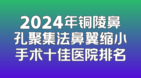 2024年铜陵鼻孔聚集法鼻翼缩小手术十佳医院排名
