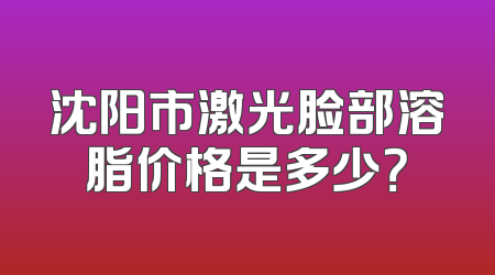 沈阳市激光脸部溶脂价格是多少？