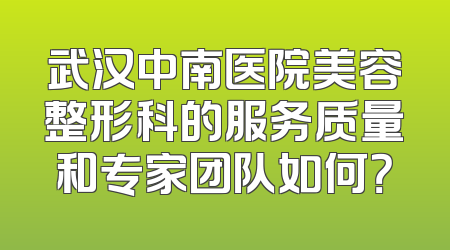 武汉中南医院美容整形科的服务质量和专家团队如何？