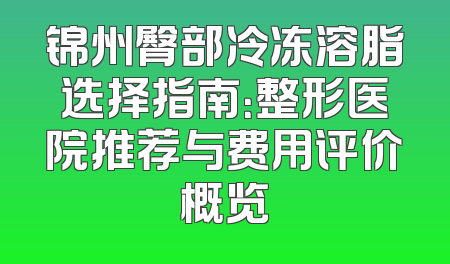 锦州臀部冷冻溶脂选择指南：整形医院推荐与费用评价概览