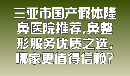 三亚市国产假体隆鼻医院推荐，鼻整形服务优质之选，哪家更值得信赖？