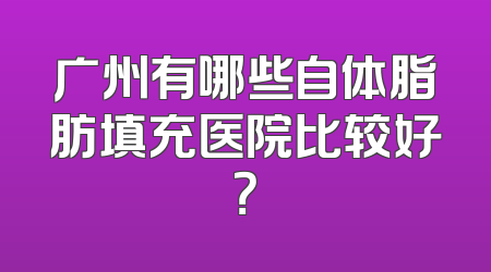 广州有哪些自体脂肪填充医院比较好？