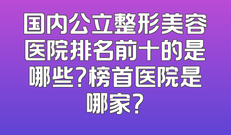 国内公立整形美容医院排名前十的是哪些？榜首医院是哪家？