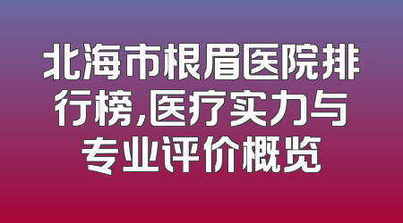 北海市根眉医院排行榜，医疗实力与专业评价概览