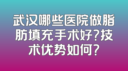 武汉哪些医院做脂肪填充手术好？技术优势如何？
