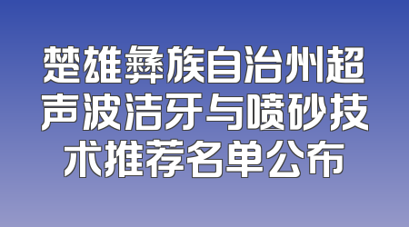 楚雄彝族自治州超声波洁牙与喷砂技术推荐名单公布