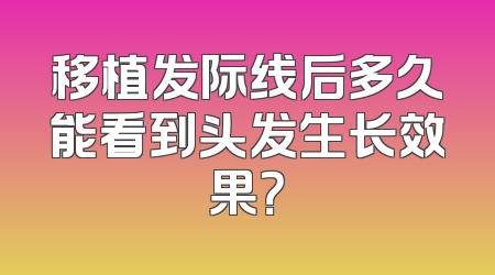移植发际线后多久能看到头发生长效果？