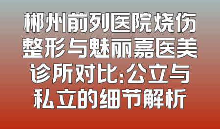 郴州前列医院烧伤整形与魅丽嘉医美诊所对比：公立与私立的细节解析