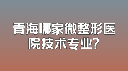 青海哪家微整形医院技术专业？