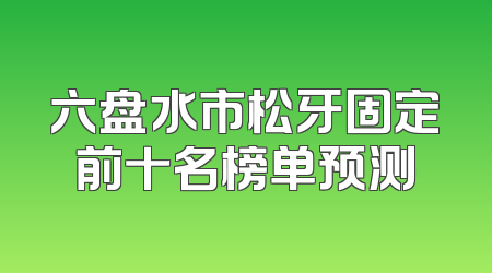 六盘水市松牙固定前十名榜单预测