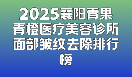 2025襄阳青果青橙医疗美容诊所面部皱纹去除排行榜