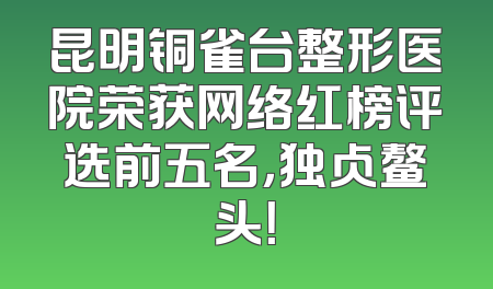 昆明铜雀台整形医院荣获网络红榜评选前五名，独占鳌头！