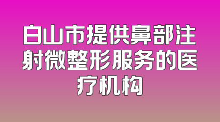 白山市提供鼻部注射微整形服务的医疗机构