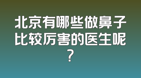 北京有哪些做鼻子比较厉害的医生呢？