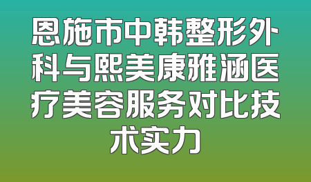 恩施市中韩整形外科与熙美康雅涵医疗美容服务对比技术实力