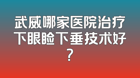 武威哪家医院治疗下眼睑下垂技术好？