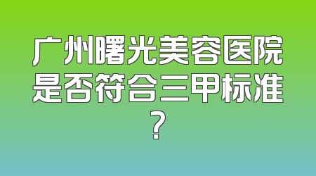 广州曙光美容医院是否符合三甲标准？