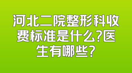 河北二院整形科收费标准是什么？医生有哪些？