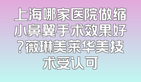 上海哪家医院做缩小鼻翼手术效果好？薇琳美莱华美技术受认可