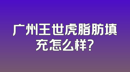广州王世虎脂肪填充怎么样？