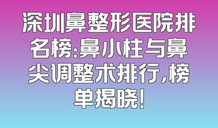 深圳鼻整形医院排名榜：鼻小柱与鼻尖调整术排行，榜单揭晓！