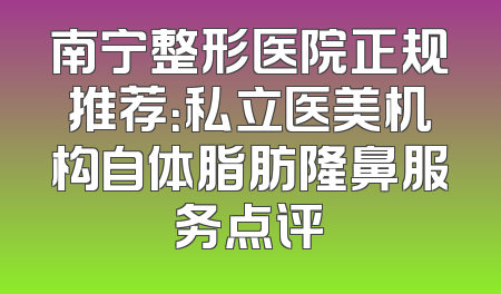 南宁整形医院正规推荐：私立医美机构自体脂肪隆鼻服务点评