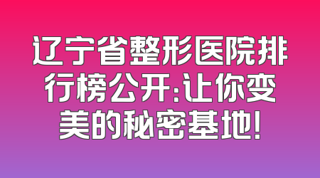 辽宁省整形医院排行榜公开：让你变美的秘密基地！