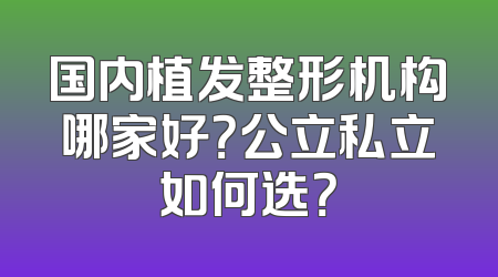 国内植发整形机构哪家好？公立私立如何选？