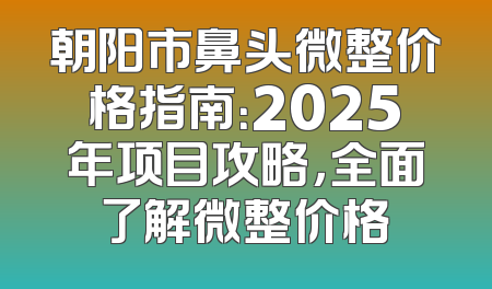 朝阳市鼻头微整价格指南：2025年项目攻略，全面了解微整价格