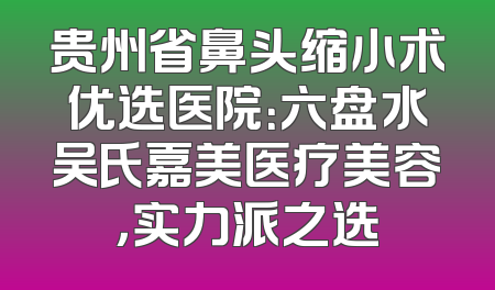贵州省鼻头缩小术优选医院：六盘水吴氏嘉美医疗美容，实力派之选
