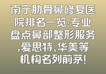 南宁肋骨鼻修复医院排名一览：专业盘点鼻部整形服务，爱思特、华美等机构名列前茅！