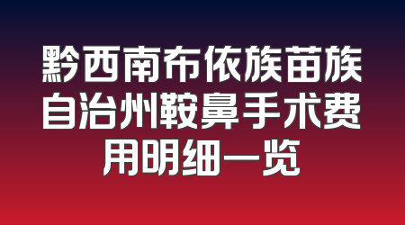 黔西南布依族苗族自治州鞍鼻手术费用明细一览