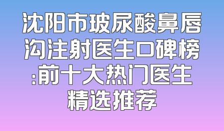 沈阳市玻尿酸鼻唇沟注射医生口碑榜：前十大热门医生精选推荐