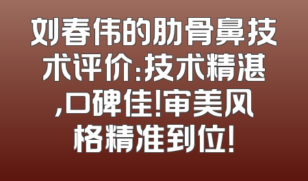 刘春伟的肋骨鼻技术评价：技术精湛，口碑佳！审美风格精准到位！