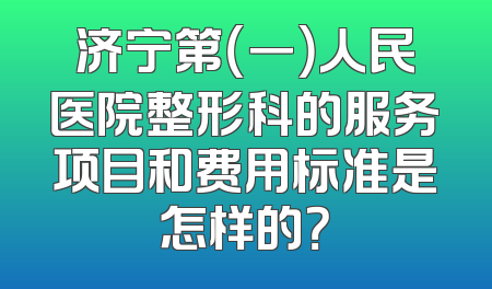 济宁第（一）人民医院整形科的服务项目和费用标准是怎样的？