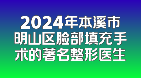 2024年本溪市明山区脸部填充手术的著名整形医生