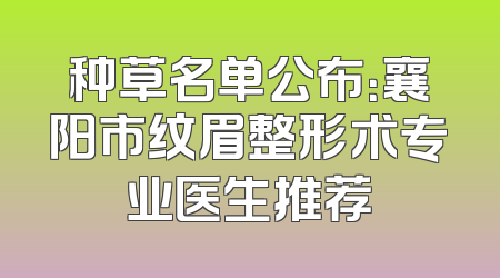 种草名单公布：襄阳市纹眉整形术专业医生推荐
