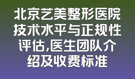 北京艺美整形医院技术水平与正规性评估，医生团队介绍及收费标准