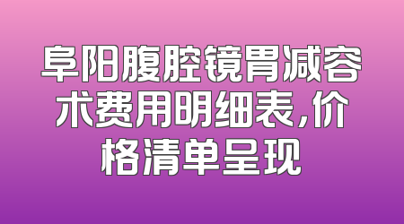 阜阳腹腔镜胃减容术费用明细表，价格清单呈现