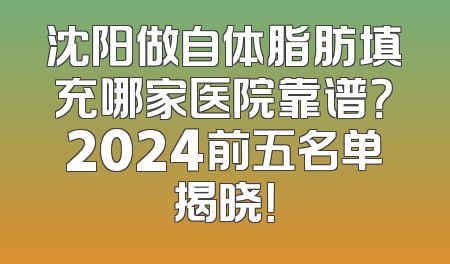 沈阳做自体脂肪填充哪家医院靠谱？2024前五名单揭晓！