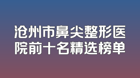沧州市鼻尖整形医院前十名精选榜单