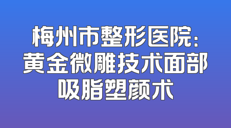 梅州市整形医院：黄金微雕技术面部吸脂塑颜术