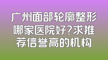 广州面部轮廓整形哪家医院好？求推荐信誉高的机构