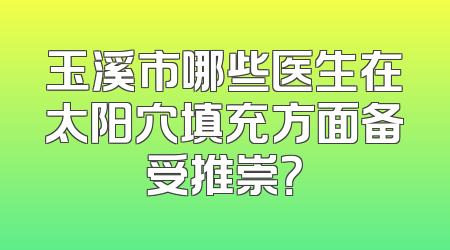 玉溪市哪些医生在太阳穴填充方面备受推崇？