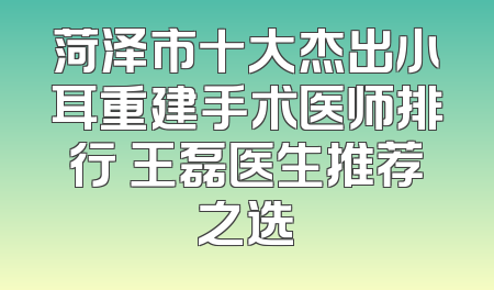 菏泽市十大杰出小耳重建手术医师排行 王磊医生推荐之选